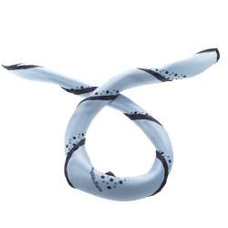 Pre Owned Ermenegildo Zegna Powder Blue Polka Dotted Silk Pocket Square