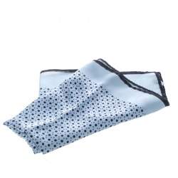 Pre Owned Ermenegildo Zegna Powder Blue Polka Dotted Silk Pocket Square