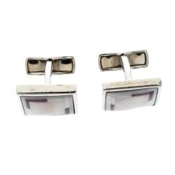 Ermenegildo Zegna Mother of Pearl Inlay Silver Square Cufflinks