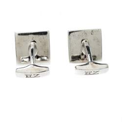 Ermenegildo Zegna Mother of Pearl Inlay Silver Square Cufflinks