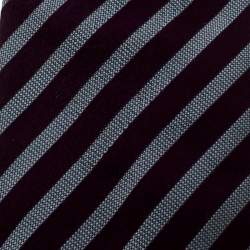 Ermenegildo Zegna Purple and Grey Striped Silk Tie