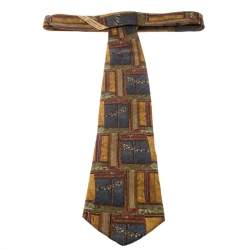 Pre Owned Ermenegildo Zegna Vintage Multicolor Printed Silk Traditional Tie