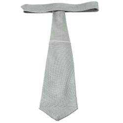 Pre Owned Ermenegildo Zegna Cream Textured Silk Jacquard Traditional Tie