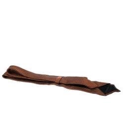 Pre Owned Ermenegildo Zegna Orange and Navy Blue Textured Silk Jacquard Tie