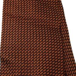 Pre Owned Ermenegildo Zegna Orange and Navy Blue Textured Silk Jacquard Tie