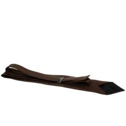 Ermenegildo Zegna Chocolate Brown Textured Silk Jacquard Traditional Tie
