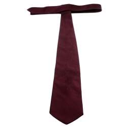 Ermenegildo Zegna Burgundy Diagonal Striped Silk Jacquard Traditional Tie