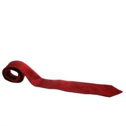Ermenegildo Zegna Red Textured Silk and Cotton Jacquard Traditional Tie