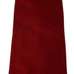 Pre Owned ربطة عنق تقليدية ايرمنيجيلدو زينيا حرير وقطن بنقوش جاكارد حمراء