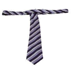 Pre Owned ربطة عنق إيرمنجليدو زينيا حرير جاكار مخطط نمط مائل 