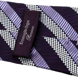 Pre Owned ربطة عنق إيرمنجليدو زينيا حرير جاكار مخطط نمط مائل 