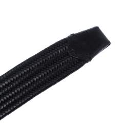 مملوكة مسبقًا Ermenegildo Zegna Black Woven Leather Buckle Belt 95CM