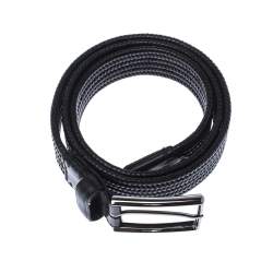 مملوكة مسبقًا Ermenegildo Zegna Black Woven Leather Buckle Belt 95CM