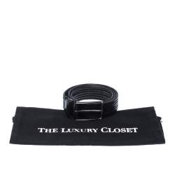 مملوكة مسبقًا Ermenegildo Zegna Black Woven Leather Buckle Belt 95CM