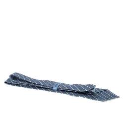 Pre Owned Ermenegildo Zegna Couture Blue Striped Jacquard Silk Tie