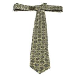 Pre Owned Ermenegildo Zegna Yellow Floral Jacquard Silk Tie