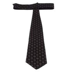 Pre Owned Ermenegildo Zegna Couture Black Floral Motif Jacquard Silk Tie
