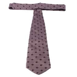 Pre Owned Ermenegildo Zegna Couture Pink Geometric Patterned Jacquard Silk Tie