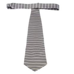 Pre Owned Ermenegildo Zegna Monochrome Striped Silk Tie