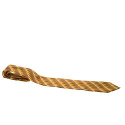 Ermenegildo Zegna Vintage Yellow Leaf Print Silk Tie