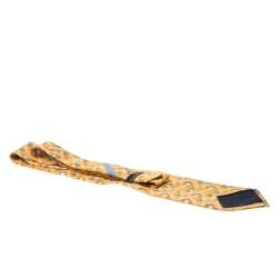 Pre Owned ربطة عنق ايرمينجيلدو زينيا فينتدج حرير مطبوع نقوش تجريدية أصفر