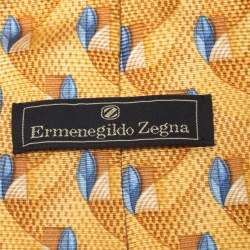 Pre Owned ربطة عنق ايرمينجيلدو زينيا فينتدج حرير مطبوع نقوش تجريدية أصفر