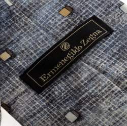 Ermenegildo Zegna Vintage Grey Cube Print Silk Tie