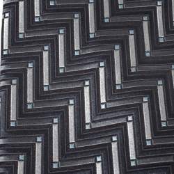 Pre Owned Ermenegildo Zegna Vintage Grey Geometric Patterned Jacquard Silk Tie