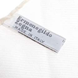 Pre Owned Ermenegildo Zegna Vintage Cream Polka Dot Jacquard Silk Pocket Square