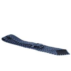 Pre Owned Ermenegildo Zegna Vintage Blue Check Embroidered Silk Tie
