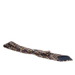 Ermenegildo Zegna Vintage Brown & Blue Scroll Print Silk Tie