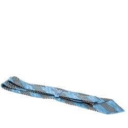 Ermenegildo Zegna Couture Blue Diagonal Striped Silk Jacquard Traditional Tie