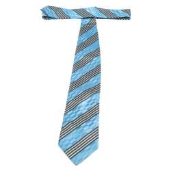 Ermenegildo Zegna Couture Blue Diagonal Striped Silk Jacquard Traditional Tie