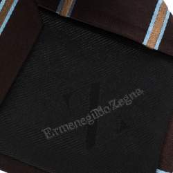 Ermenegildo Zegna Brown Diagonal Striped Traditional Silk Tie