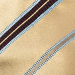Ermenegildo Zegna Cream Diagonal Striped Traditional Silk Tie