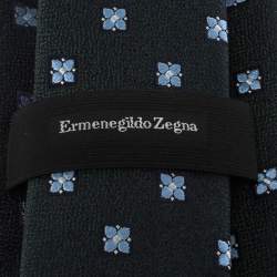 Pre Owned ربطة عنق ايرمنيجيلدو زينيا حرير مطرزة زهور خضراء داكنة