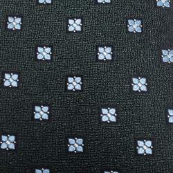 Pre Owned ربطة عنق ايرمنيجيلدو زينيا حرير مطرزة زهور خضراء داكنة