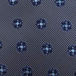 Pre Owned Ermenegildo Zegna Navy Blue Floral Pattern Silk Jacquard Tie