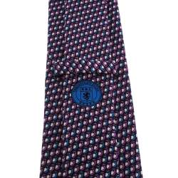 Pre Owned Ermenegildo Zegna Vibrant Purple & Blue Abstract Printed Silk  Tie