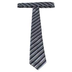 Pre Owned Ermenegildo Zegna Blue Diagonal Striped Silk  Tie