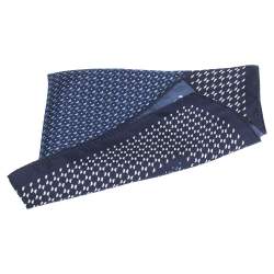 Pre Owned Ermenegildo Zegna Blue Geomteric Printed Silk Pocket Square 
