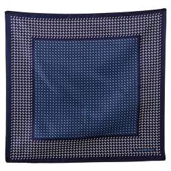Pre Owned Ermenegildo Zegna Blue Geomteric Printed Silk Pocket Square 