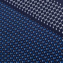 Pre Owned Ermenegildo Zegna Blue Geomteric Printed Silk Pocket Square 