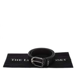 Pre Owned Ermenegildo Zegna Black Leather Belt 90CM
