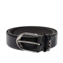 Pre Owned Ermenegildo Zegna Black Leather Belt 90CM