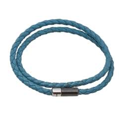Ermenegildo Zegna Blue Woven Leather Double Wrap Bracelet