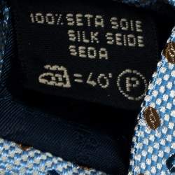 Pre Owned Ermenegildo Zegna Blue Geometric Patterned Silk Tie