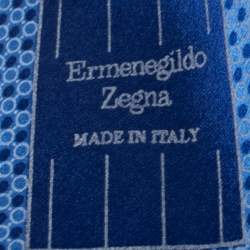 مملوكة مسبقًا Ermenegildo Zegna Blue Geometric Patterned Silk Tie