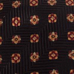 Ermenegildo Zegna Brown Floral Patterned Silk  Tie