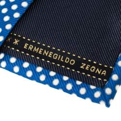 Ermenegildo Zegna Blue Polka Dot Patterned Silk Tie